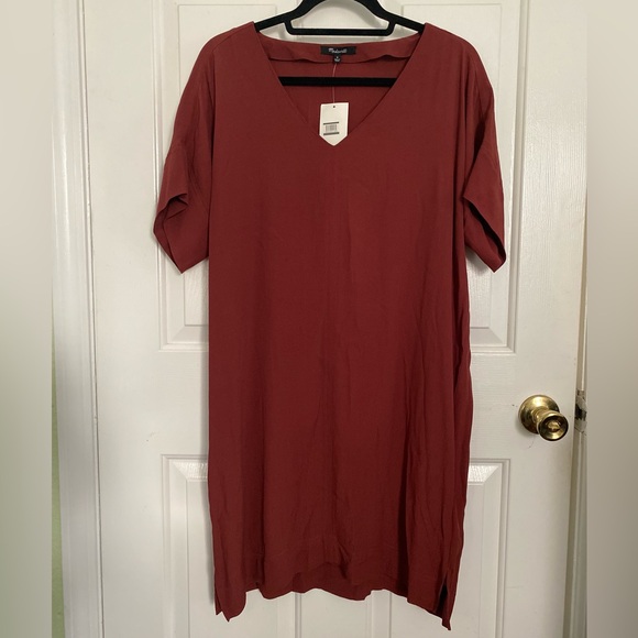 New Madewell Rust Novel Shift Rusted Burgundy Dress Medium - Picture 9 of 9